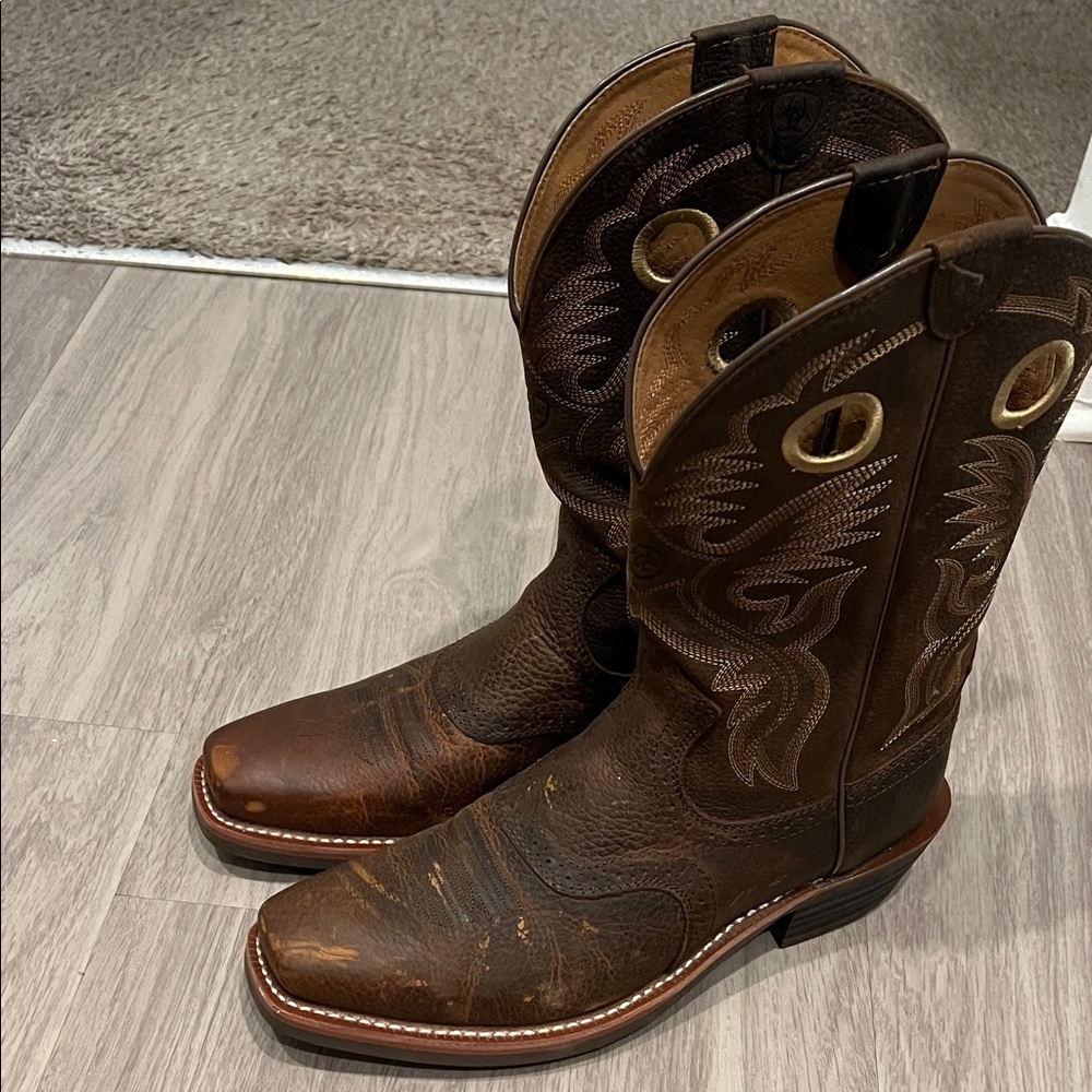 Classic Brown Leather Cowboy Boots
